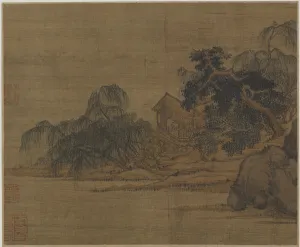 Pavilion on a wooded promontory, Possibly Ming dynasty, 1368-1644. Creator: Unknown Pavilion on a wooded promontory, Possibly Ming dynasty, 1368-1644. Creator: Unknown