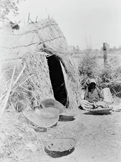 Nevada United States Of America Prints: Paviotso house at Walker Lake, c1924. Creator: Edward Sheriff Curtis