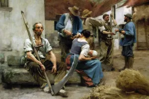 Workwear Prints: Paying the Harvesters, 1882. Orsay Museum, Paris. France. Creator: Leon-Augustin Lhermitte