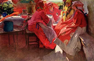 Scarf Prints: Paying a Visit, 1915, (1939). Creator: Abram Arkhipov