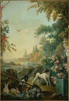 Huet Jean Baptiste I Prints: Paysage au chien, between 1765 and 1770
