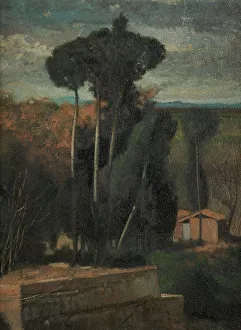 Stone Pine Prints: Paysage d'Italie. Pins parasols, c.1859 — 1860. Creator: Jean Jacques Henner
