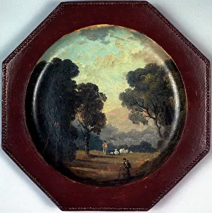Hexagonal Prints: Paysage peint sur une assiette, c1794. Creator: Hubert Robert