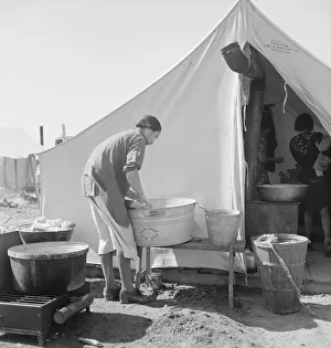 Bucket Collection: Pea picker camp, Calipatria, Imperial Valley, California, 1939. Creator: Dorothea Lange