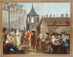 Les Halles Prints: Pea shellers of les Halles, after 1759. Creator: Etienne Jeaurat