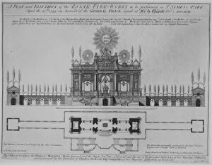 Architectural Drawing Gallery: Peace of Aix-la-Chapelle: A Plan and Elevation of the Royal Fire-Works, London, 1749, ... ca. 1749