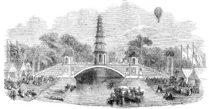 Pagoda Prints: Peace Commemoration, 1814 - Chinese Pagoda and Bridge