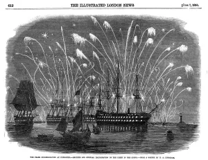 Commemorative Prints: Peace commemorations for the end of the Crimean War, at Plymouth, England, 1856