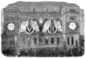 Pall Mall Prints: The Peace Illuminations - the Ordnance Office, Pall-Mall, 1856. Creator: Unknown