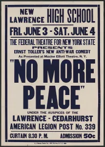 High School Prints: No More Peace, Lawrence, NY, 1938. Creator: Unknown