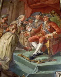Peace between the Spanish king Charles III and the Tripoli Regency, Hall of Charles III.. Creators: Unknown, Pere Pau Montana