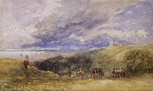 Cox David Prints: Peace and War, Lympne Church and Castle, 1847-49. Creator: David Cox the Elder