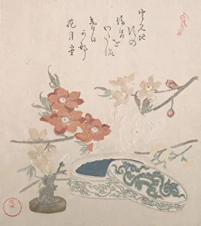 Peach Blossom Prints: Peach Blossoms, a Seal and a Seal-box, 19th century. Creator: Kubo Shunman