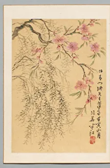 Peach Blossoms and Willows, 1842. Creator: Hanko Okada (Japanese, 1782-1845)