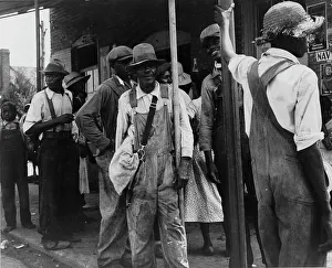 Picker Prints: Peach pickers, Muscella, Georgia, 1936. Creator: Dorothea Lange