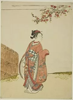 Rose Gallery: Under a Peach Tree, c. 1766. Creator: Suzuki Harunobu