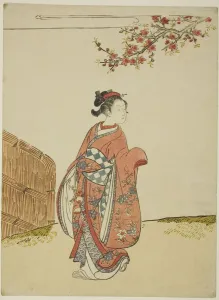 Rose Gallery: Under a Peach Tree, c. 1766. Creator: Suzuki Harunobu