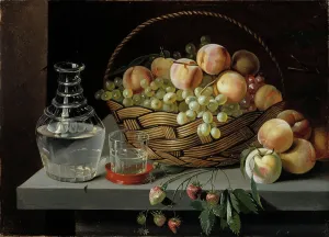 Fruit Basket Prints: Peaches and grapes in a basket, 1826-1885. Creator: Ivan Timofejevits Hrutski
