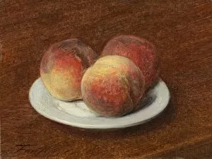 Three Peaches on a Plate, 1868. Creator: Henri Fantin-Latour