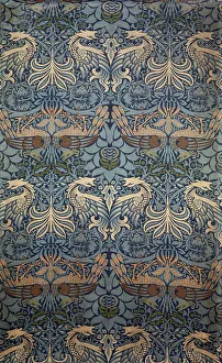 Japonaiserie Prints: Peacock. Decorative fabric, 1878. Creator: Morris, William (1834-1896)