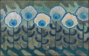 Gouache On Paper Gallery: Peacock pattern, 1909