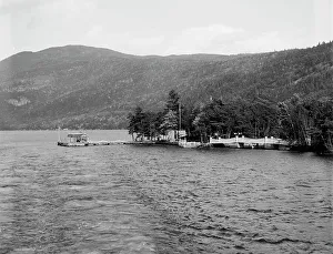 Adirondacks Prints: Pearl Point landing on Lake George, c.between 1910 and 1920. Creator: Unknown