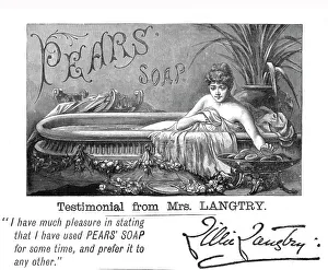 Emilie Charlotte Langtry Prints: Pears Soap; Promoted by Lilli Langtry, 1890. Creator: Unknown
