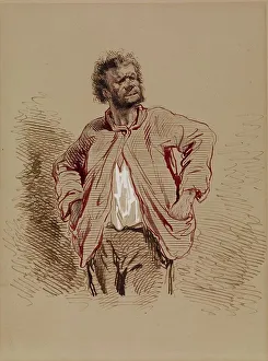 Unshaven Prints: Peasant, 1852-1866. Creator: Paul Gavarni