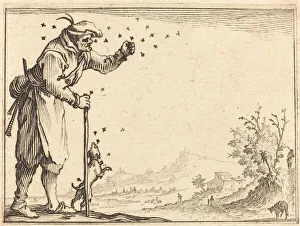 Painful Prints: Peasant Attacked by Bees, c. 1617. Creator: Jacques Callot