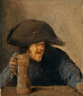 At The Table Collection: Peasant with Bicorne and Tankard, c.1630. Creator: Brouwer, Adriaen (c.1605-1638)