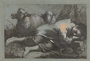 Peasant Boy Asleep near Two Sheep, 1758 / 1759. Creator: Francesco Londonio