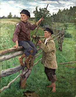 Peasant Boys, 1916. Creator: Bogdanov-Belsky; Nikolai Petrovich (1868-1945)