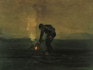 Country Village Gallery: Peasant Burning Weeds, 1883. Creator: Gogh, Vincent, van (1853-1890)