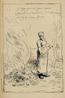 Bonfire Gallery: Peasant Burning Weeds, 19th century. Artist: Jean Francois Millet