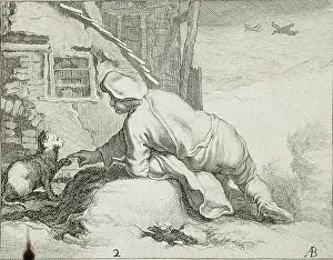 Peasant and Cat, 17th century. Creator: Frederick Bloemaert
