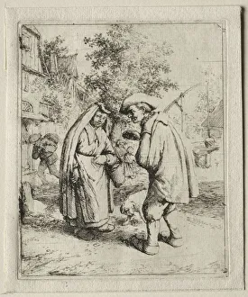 1610 1684 Prints: Peasant Conversing with a Woman. Creator: Adriaen van Ostade (Dutch, 1610-1684)