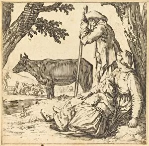 Peasant Couple with Cow, c. 1621. Creator: Jacques Callot