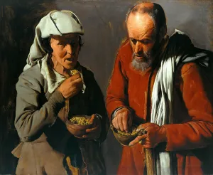 Meal Prints: Peasant Couple eating Peas, c. 1620