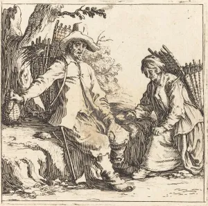 Married Prints: Peasant Couple at Rest, c. 1621. Creator: Jacques Callot