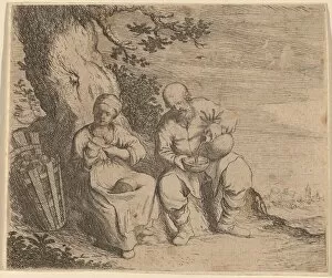 Lunchbreak Collection: Peasant Couple Sitting under a Tree, c. 1630 / 1660. Creator: Willem Basse