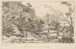 Johann Christian Erhard Gallery: Peasant with Cow and Calf, in the Unterberg near the Berchtesgaden, 1818