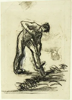 Irrigation Prints: Peasant Digging, 1863. Creator: Jean Francois Millet