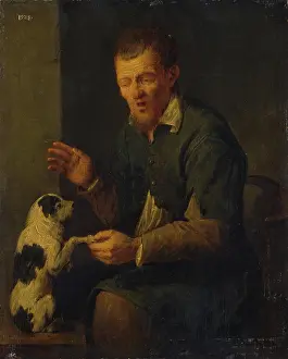 David Prints: Peasant with a Dog, 1640. Creator: David Ryckaert III