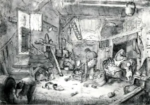 Gray Prints: Peasant Family in a Barn, 1640s. Creator: Unknown
