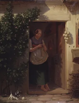 Ball Of Wool Prints: A peasant girl, 1854. Creator: Anton Laurids Johannes Dorph