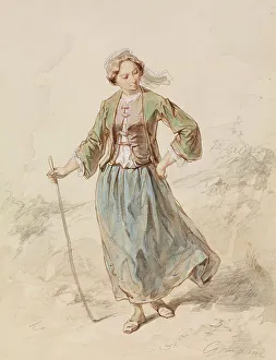 Chevallier Sulpice Guillaume Prints: Peasant Girl, 1859-1865. Creator: Paul Gavarni