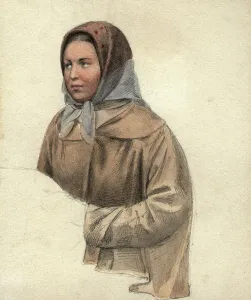 Znamensky Mikhail Prints: Peasant girl, 2nd half of 19th century. Creator: Mikhail Znamensky
