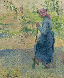 Country Village Gallery: Peasant Girl Laboring, 1882. Artist: Pissarro, Camille (1830-1903)