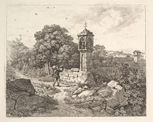 Johann Christoph Erhard Collection: A Peasant Greeting the Statue of Mary, 1817. Creator: Johann Christian Erhard