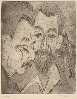 Die Brucke Gallery: Two Peasant Heads, 1920. Creator: Ernst Kirchner